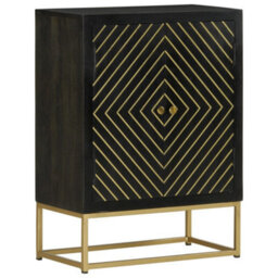 Vidaxl Sideboard With 2 Doors Black&gold 55X30X75 Cm Solid Wood Mango - thumbnail 9