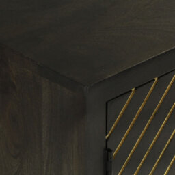 Vidaxl Sideboard With 2 Doors Black&gold 55X30X75 Cm Solid Wood Mango - thumbnail 6
