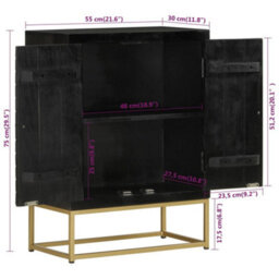 Vidaxl Sideboard With 2 Doors Black&gold 55X30X75 Cm Solid Wood Mango - thumbnail 8