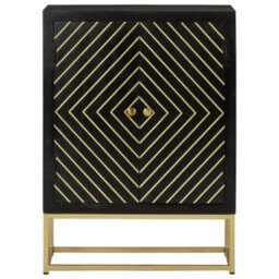 Vidaxl Sideboard With 2 Doors Black&gold 55X30X75 Cm Solid Wood Mango - thumbnail 2