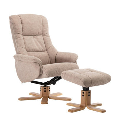 Morris Living Cairo Swivel Recliner Chair & Footstool In Wheat Lisbon Fabric - image 1