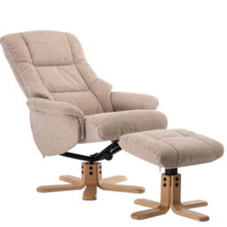 Morris Living Cairo Swivel Recliner Chair & Footstool In Wheat Lisbon Fabric - thumbnail 3