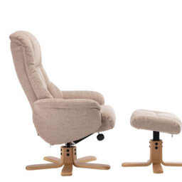 Morris Living Cairo Swivel Recliner Chair & Footstool In Wheat Lisbon Fabric - thumbnail 4