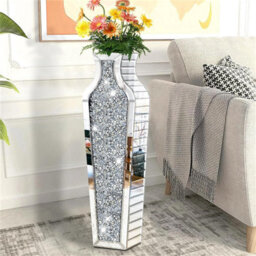 Artloge Crushed Diamond Mirrored Vase Floor Vase Bling Crystal Glass Vase Decorative - thumbnail 1