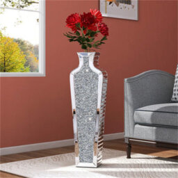 Artloge Crushed Diamond Mirrored Vase Floor Vase Bling Crystal Glass Vase Decorative - thumbnail 8