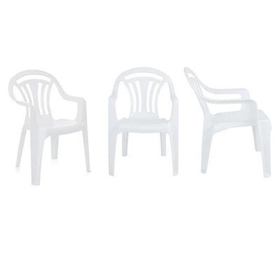 STAR SUPPLIES 12 X White Plastic Indoor Outdoor Stackable Low Back Patio Garden Chairs - image 1