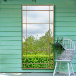 Mirroroutlet The Tabula Gold Metal Framed Window Wall Or Leaner Garden Mirror 180Cm X 90Cm - thumbnail 1