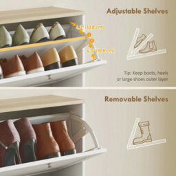 Slim Shoe Storage Cabinet With 4 Flip Drawers And Adjustable Divider White - thumbnail 4