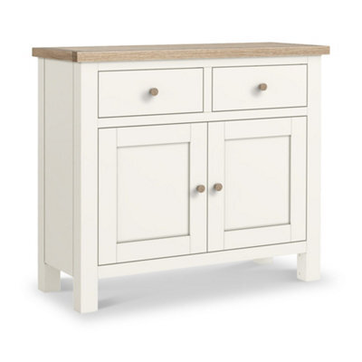 Farro Coconut White Small Sideboard With Washed Oak Top - Fully Assembled By Roseland Furniture - image 1