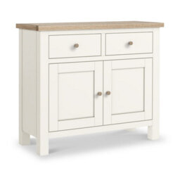 Farro Coconut White Small Sideboard With Washed Oak Top - Fully Assembled By Roseland Furniture - thumbnail 1