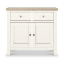 Farro Coconut White Small Sideboard With Washed Oak Top - Fully Assembled By Roseland Furniture - thumbnail 6