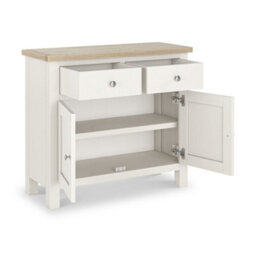 Farro Coconut White Small Sideboard With Washed Oak Top - Fully Assembled By Roseland Furniture - thumbnail 7