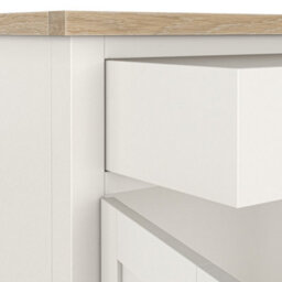 Farro Coconut White Small Sideboard With Washed Oak Top - Fully Assembled By Roseland Furniture - thumbnail 8