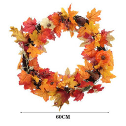 Living And Home 60Cm Fall Wreath For Front Door Halloween Thanksgiving Decoration - thumbnail 6