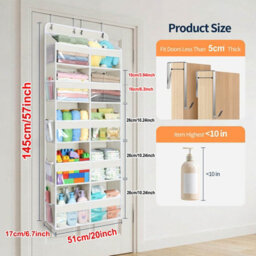 Amorly Beige Over Door Hanging Organiser,5 Tier 10 Compartments, 80Lbs Heavy Duty Storage With Clear Window For Closet,pantry&bathroom - thumbnail 2