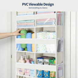 Amorly Beige Over Door Hanging Organiser,5 Tier 10 Compartments, 80Lbs Heavy Duty Storage With Clear Window For Closet,pantry&bathroom - thumbnail 4