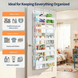 Amorly Beige Over Door Hanging Organiser,5 Tier 10 Compartments, 80Lbs Heavy Duty Storage With Clear Window For Closet,pantry&bathroom - thumbnail 5