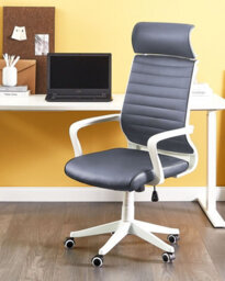Beliani Office Chair Leader Faux Leather Grey - thumbnail 2