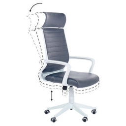 Beliani Office Chair Leader Faux Leather Grey - thumbnail 7