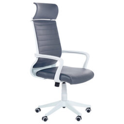 Beliani Office Chair Leader Faux Leather Grey - thumbnail 1
