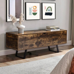 Thehotsale Wood Storage Ottoman Flip Top Storage Bench Chest With Metal Legs - thumbnail 2