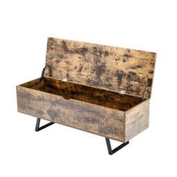 Thehotsale Wood Storage Ottoman Flip Top Storage Bench Chest With Metal Legs - thumbnail 5