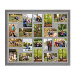 AK Frames 80X70Cm Marble Grey Modern Multi Photo Frame With Silver Mount - Holds 20 Apertures (18X) 6X4, (2X) 4X4 Photos