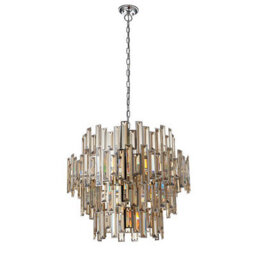 Luminosa Lighting Luminosa Viviana Pendant Chrome Effect Plate & Champagne Crystal (K9) Drops 15 Light Dimmable Ip20 - E14 - thumbnail 2