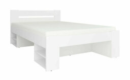 Impact Furniture White Double Bed Frame Storage Drawers Euro Headboard Solid Slats Shelves Nepo - thumbnail 3
