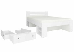 Impact Furniture White Double Bed Frame Storage Drawers Euro Headboard Solid Slats Shelves Nepo - thumbnail 2