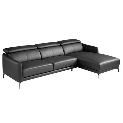 Angel Cerda Luxurious Right Chaise Longue Sofa In Black Leather - image 1