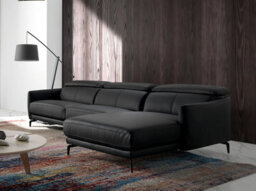 Angel Cerda Luxurious Right Chaise Longue Sofa In Black Leather - thumbnail 5