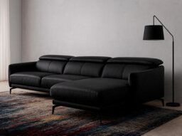 Angel Cerda Luxurious Right Chaise Longue Sofa In Black Leather - thumbnail 2