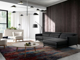 Angel Cerda Luxurious Right Chaise Longue Sofa In Black Leather - thumbnail 3