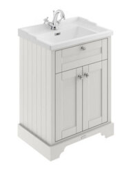 Hudson Reed Floor Standing 4 Door Angled Vanity Unit With 3 Tap Hole Grey Marble Top & Basin, Twilight Blue, 1036 X 470 mm - thumbnail 5