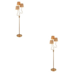 Loops Stylish Set Of 2 Tall Wriggle Floor Lamps In Brushed Brass With Raffia Shades - thumbnail 1