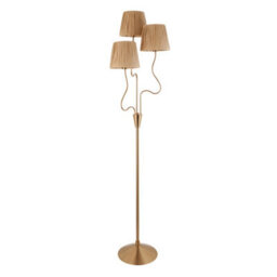 Loops Stylish Set Of 2 Tall Wriggle Floor Lamps In Brushed Brass With Raffia Shades - thumbnail 9