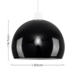 Valuelights Arco Gloss Black Dome Ceiling Pendant Shade And E27 Gls Led 10W Warm White 3000K Bulb - thumbnail 8