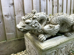 Burgess Chinese Dragon Stone Statue Outdoor Garden Ornament British Made Oriental Sculpture - thumbnail 2