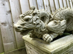 Burgess Chinese Dragon Stone Statue Outdoor Garden Ornament British Made Oriental Sculpture - thumbnail 3
