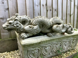 Burgess Chinese Dragon Stone Statue Outdoor Garden Ornament British Made Oriental Sculpture