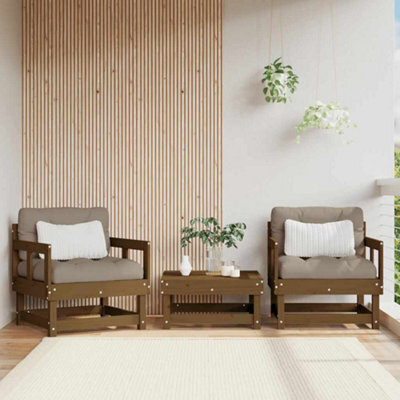Berkfield Garden Chairs With Cushions 2 Pcs Honey Brown Solid Wood Pine - image 1