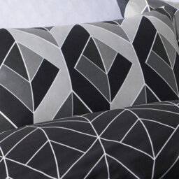 OHS Geo Duvet Cover Bedding Set Pillowcase Reversible Chevron, Grey - King - thumbnail 3