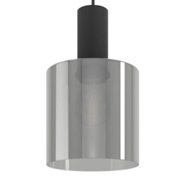 Eglo Gorosiba Pendant Light, Black Steel With Smoked Glass Shades, E27 Fittings, 850mm Indoor Linear Pendant - thumbnail 4