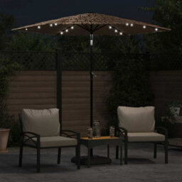 Walplus Garden Parasol With Leds And Steel Pole Brown 223X223X213 Cm - thumbnail 3