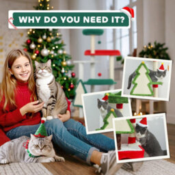 Pawhut 103Cm Christmas Cat Tower With Scratching Post And Board, Green - thumbnail 8