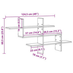 Vidaxl Wall Shelf Sonoma Oak 124.5X18X60.5 Cm Engineered Wood - thumbnail 3
