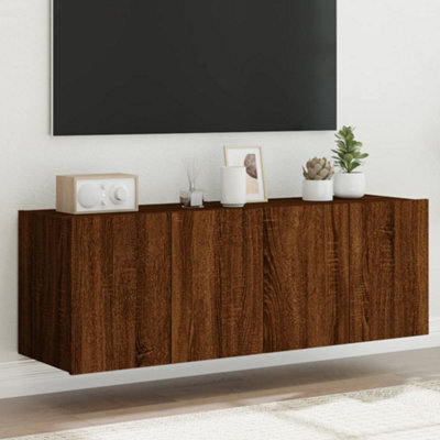 Walplus Tv Wall Cabinets With Led Lights 2 Pcs Brown Oak 60X35X41 Cm - image 1