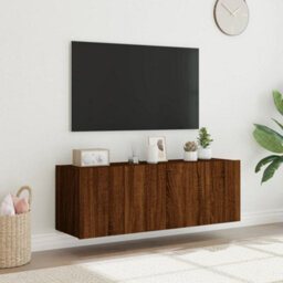 Walplus Tv Wall Cabinets With Led Lights 2 Pcs Brown Oak 60X35X41 Cm - thumbnail 4