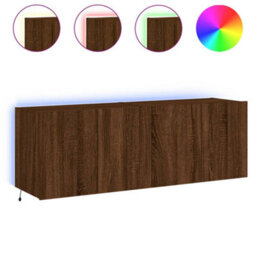 Walplus Tv Wall Cabinets With Led Lights 2 Pcs Brown Oak 60X35X41 Cm - thumbnail 2